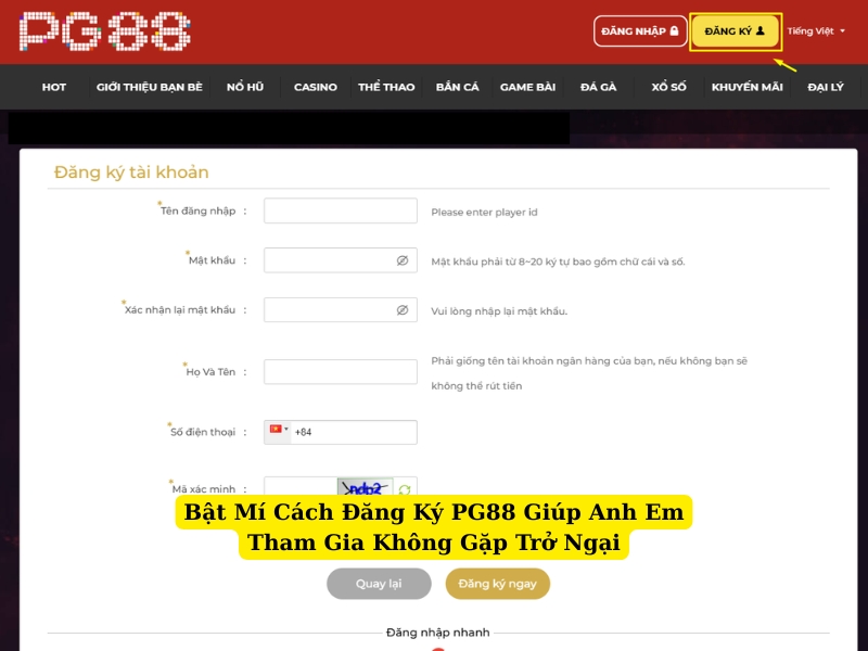 bật mí cách đăng ký pg88 giúp anh em tham gia không gặp trở ngại