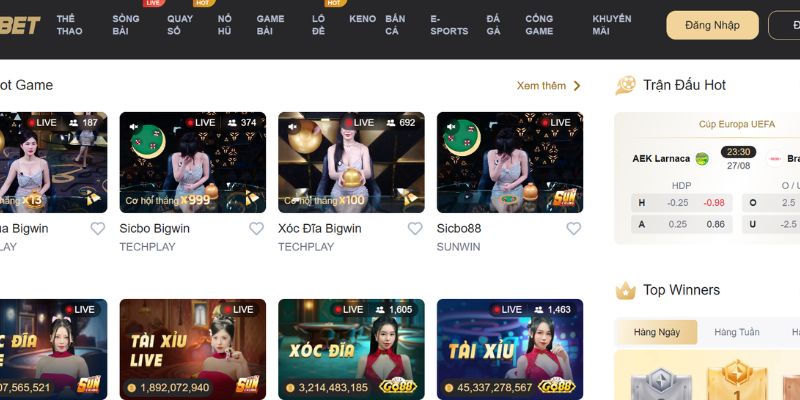 Giao diện trang chủ Cobet